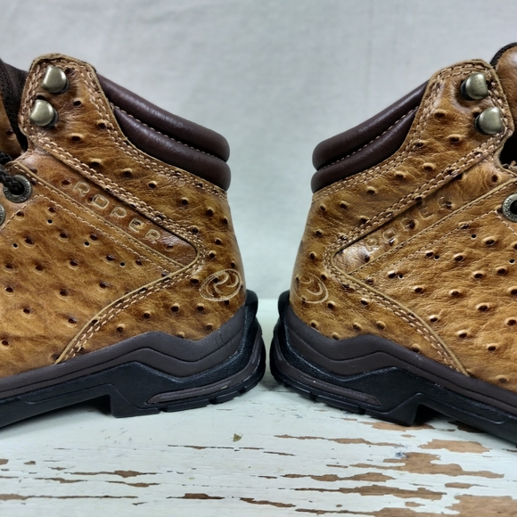 Roper Leather Ostrich Kiltie Boots - Picture 7 of 10